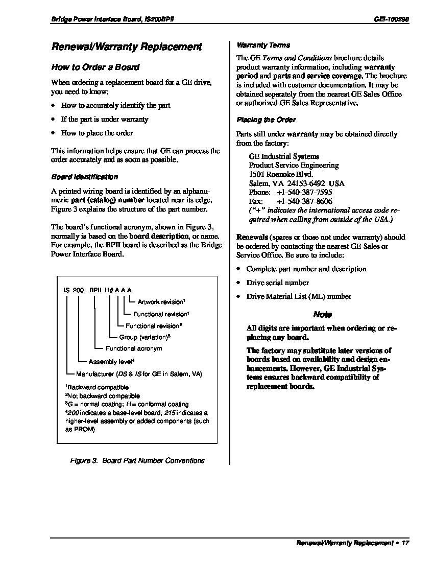 First Page Image of IS200BPIIH Bridge Power Interface Board Renewal and Replacement.pdf